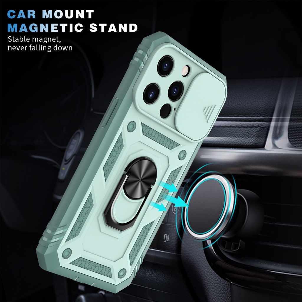 Ốp điện thoại có nhẫn đỡ kim loại tấm trượt lens thích hợp cho iPhone X XR XS Max 6 6s 7 8 Plus 11