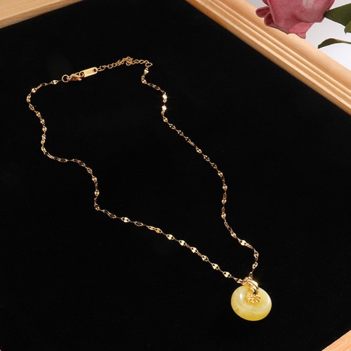 Dây Chuyền Mặt Đá Nhân Tạo Màu Vàng Titan Ko Han Rỉ TT 3648