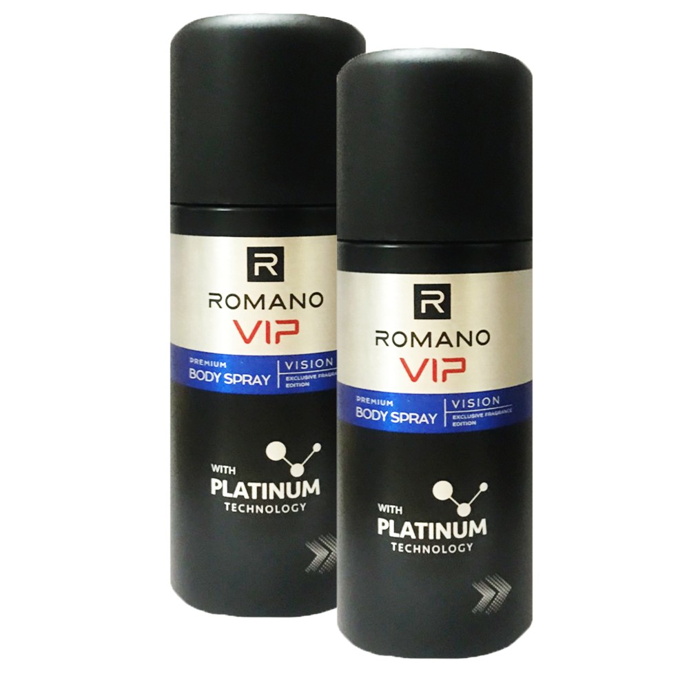 Bộ 2 Chai Xịt Ngăn Mùi Nước Hoa Cao Cấp ROMANO VIP PLATIMUM 150ml/chai