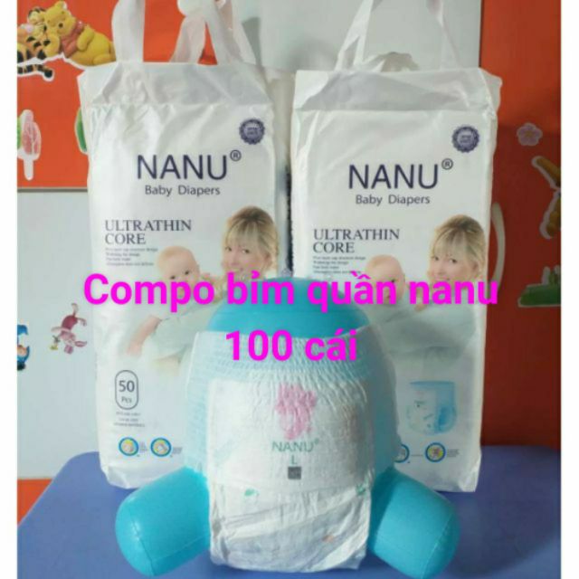 Bỉm quần nanu hàng bao bì mới / M /L /XL / XXL / XXXL 100c 2 bịch