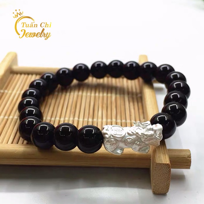 Lắc Tay Bạc BIG SALE Vòng Tay Đá Phong Thủy Đủ Màu Theo Mệnh Kết Hợp Tỳ Hưu Tài Lộc, May Mắn