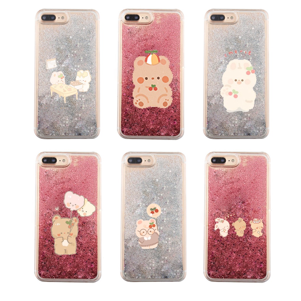 Ốp lưng nước chảy gấu thỏ cherie berie OI40 ốp điện thoại kim tuyến nước chảy ốp nhũ