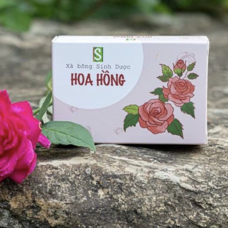 Xà bông hoa hồng SINH DƯỢC 100gr - dưỡng da, làm sạch, mờ thâm, sáng da | BỘT NATURAL