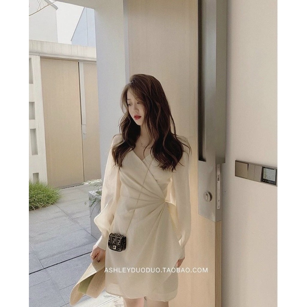 💫ĐẦM NUDE CỔ ĐẮP XOẮN VẠT Đầm