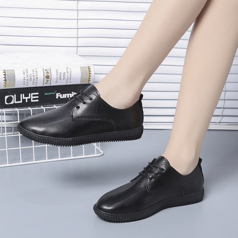 Giày oxford da bóng mũi tròn phong cách retro tùy chọn kích thước cho nữ