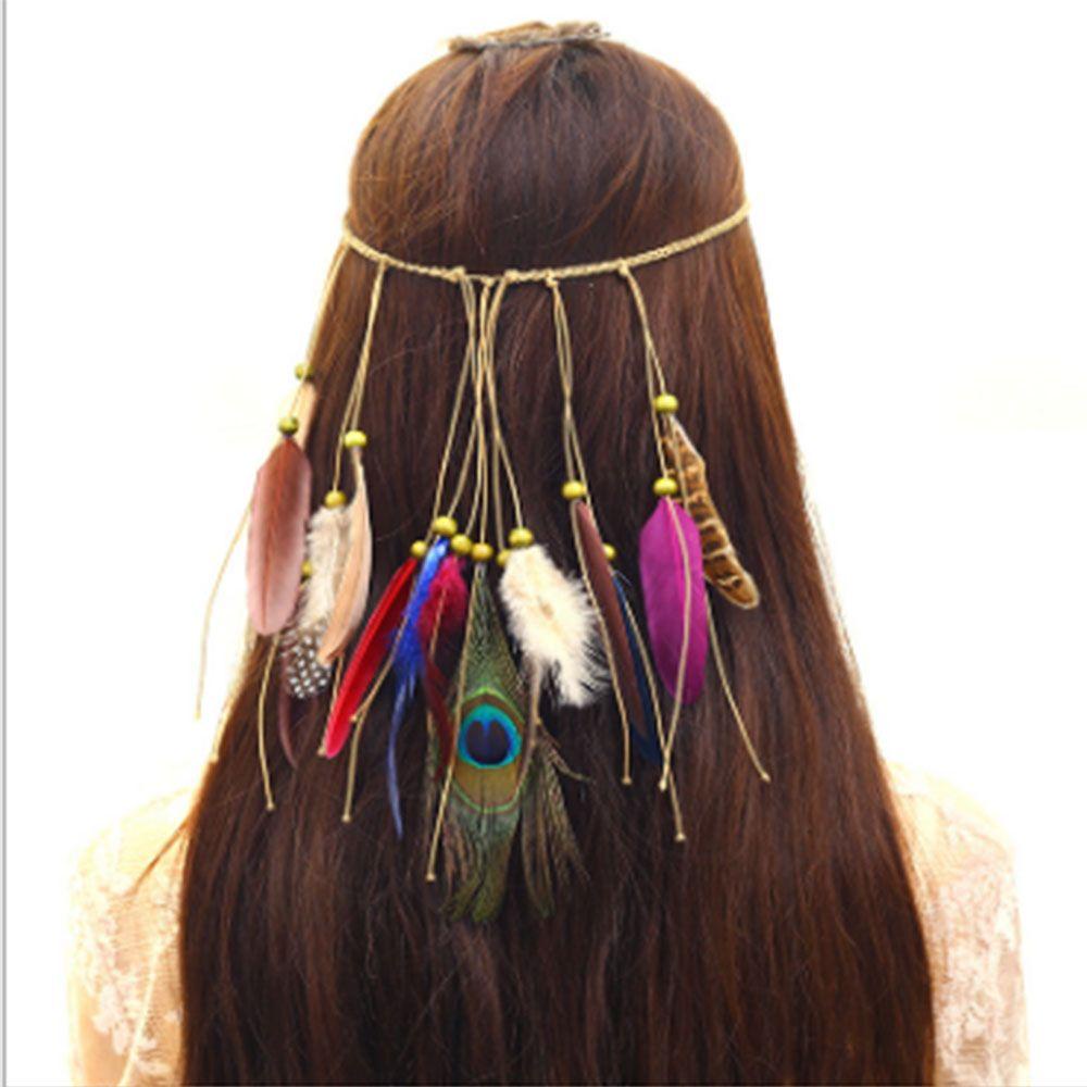 Wmes15h Cài Tóc Đính Lông Vũ Phong Cách Boho Ấn Độ Cho Nữ