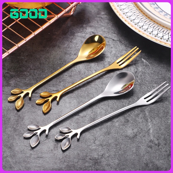 [Spot] Golden Leaf spoon coffee spoon ice cream spoon dessert spoon honey spoon Bird's Nest spoon mi