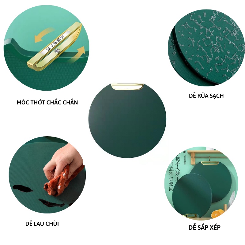 Thớt nhựa PE hình tròn đường kính 33cm đa năng chống nấm mốc kháng khuẩn vệ sinh dễ dàng Xiaomimi D2.114