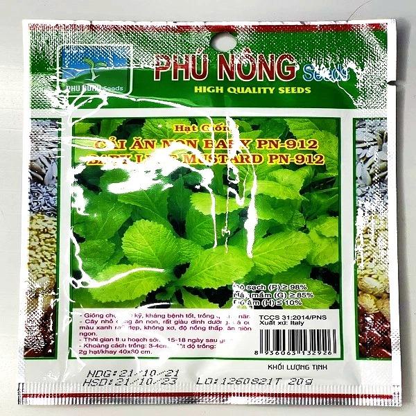 Hạt giống rau cải ăn non baby , cây nhỏ dạng ăn non, giàu dinh dưỡng, lá màu xanh mỡ, không xơ, độ nồng thấp, ăn giòn