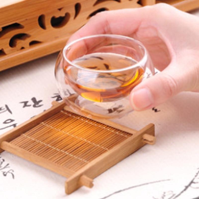 Khay Gỗ Đựng Tách Trà Có Lỗ Thoát Nước Tiện Dụng