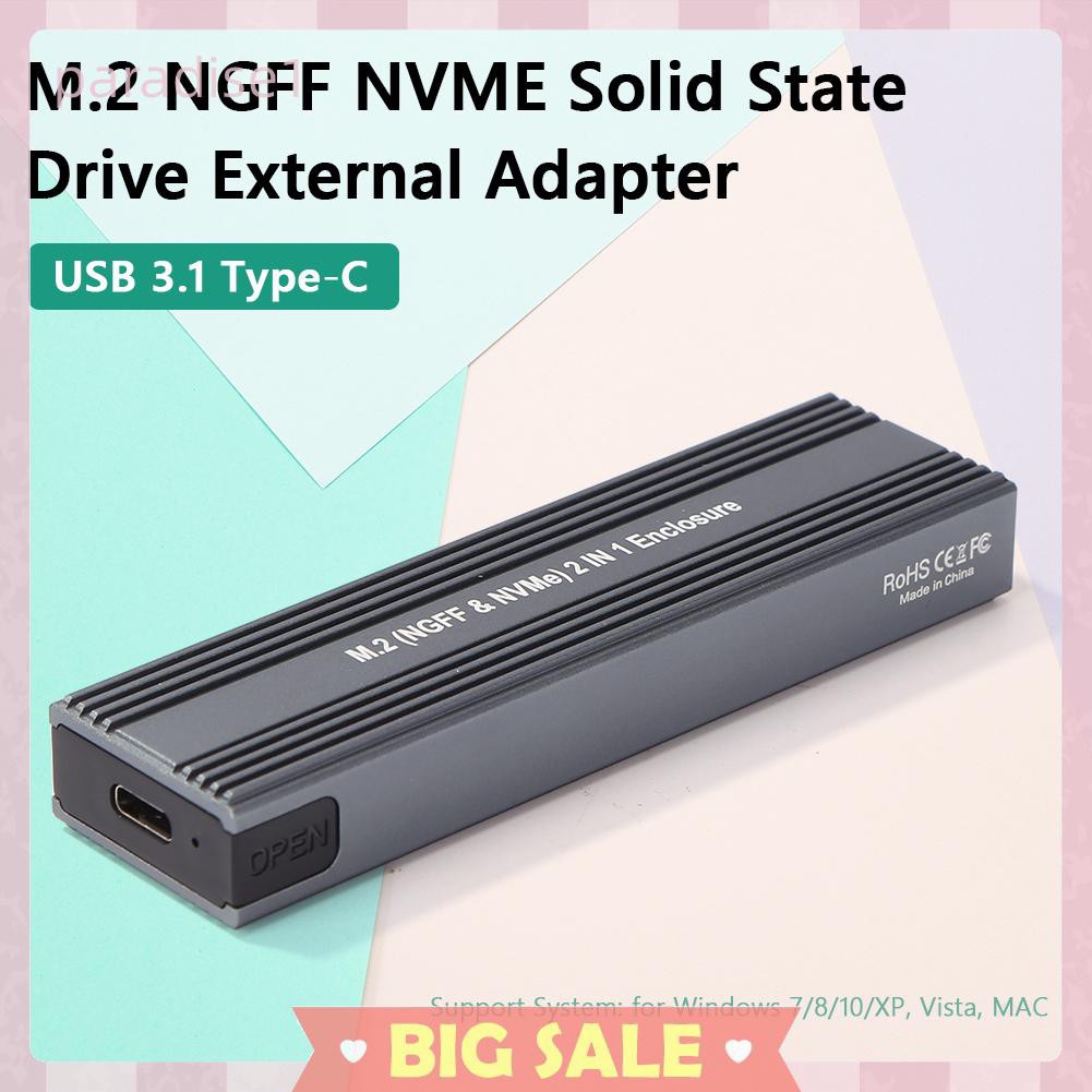 Hộp Đựng Ổ Cứng Ngoài SSD Bằng Hợp Kim Nhôm Kết Nối USB 3.1 Type-C 10Gbps M.2 NGFF NVME | BigBuy360 - bigbuy360.vn