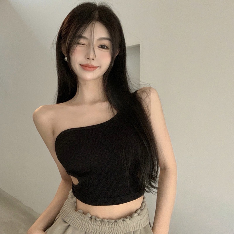 【ZHELIHANGFEI】 / hot Girl Áo Ngắn Không Tay Có Đệm Ngực Thời Trang Quyến Rũ Dành Cho Nữ