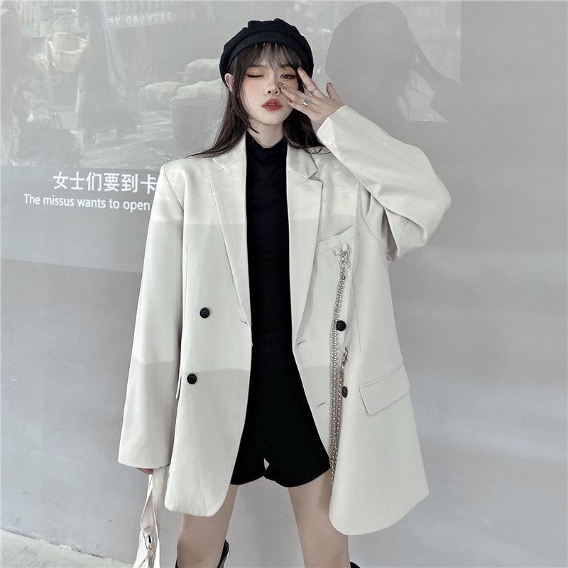 Áo khoác Blazer kèm xích 2 hàng cúc cực kì sành điệu video thật