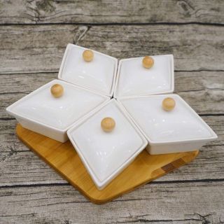 Bộ khay mứt sứ trắng