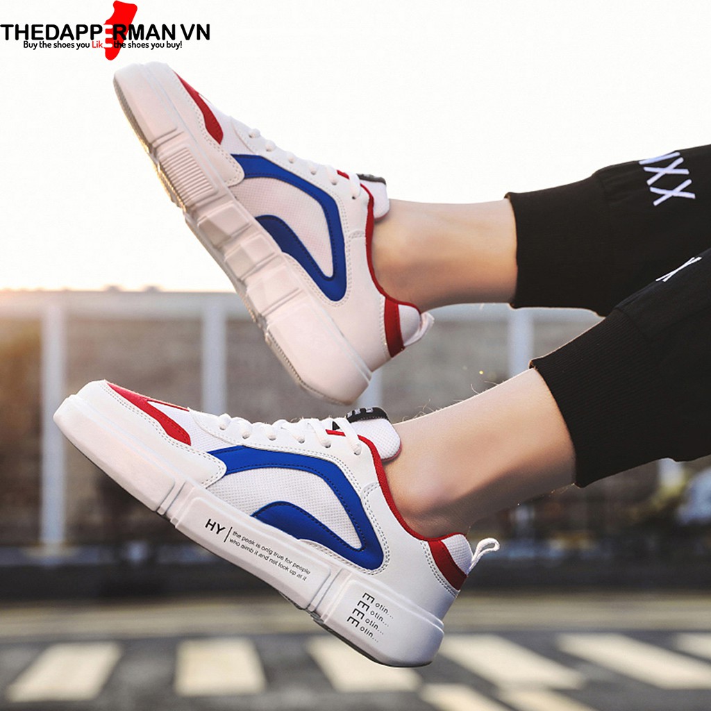 Giày sneaker nam thể thao THEDAPPERMAN WD887 chất liệu da lộn, đế cao su nhiệt dẻo, êm chân, chống trơn trượt, màu trắng