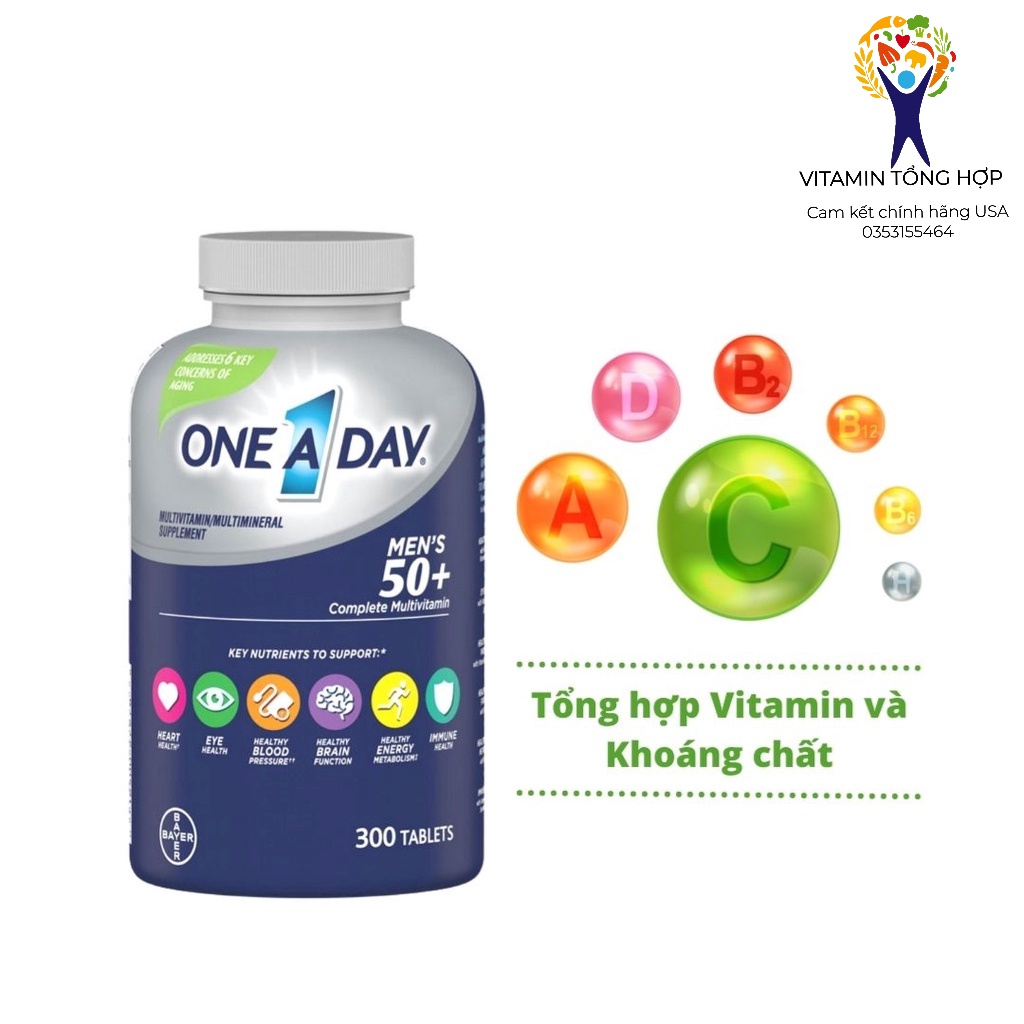Viên uống vitamin tổng hợp bổ sung ONE A DAY MEN'S 50+ 300 Viên Mỹ