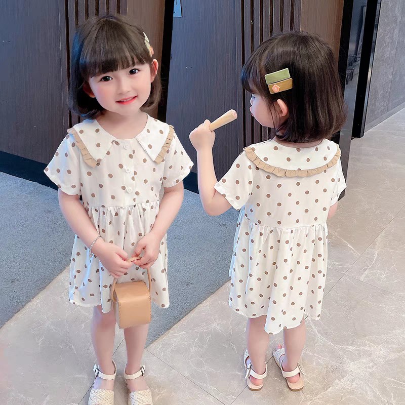 Váy Bé Gái Chấm Bi Dáng Baby Doll Siêu Xinh Từ 9-23kg V36-2021