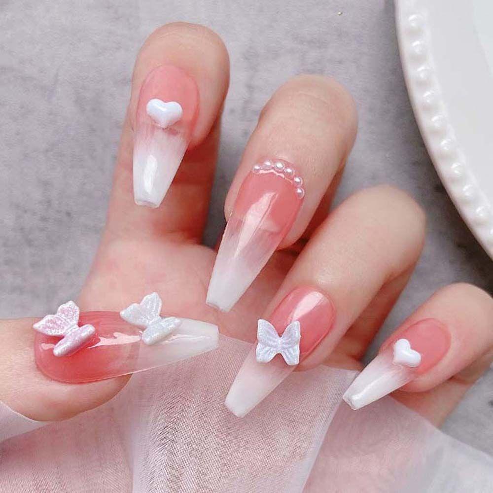 Phụ Kiện Trang Trí Móng Nghệ Thuật Hình Nơ / Trái Tim Nhiều Màu Sắc Phong Cách Nhật Bản