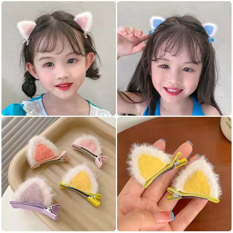 Cặp Kẹp Tóc Hình Tai Mèo Hoạt Hình Ba Chiều