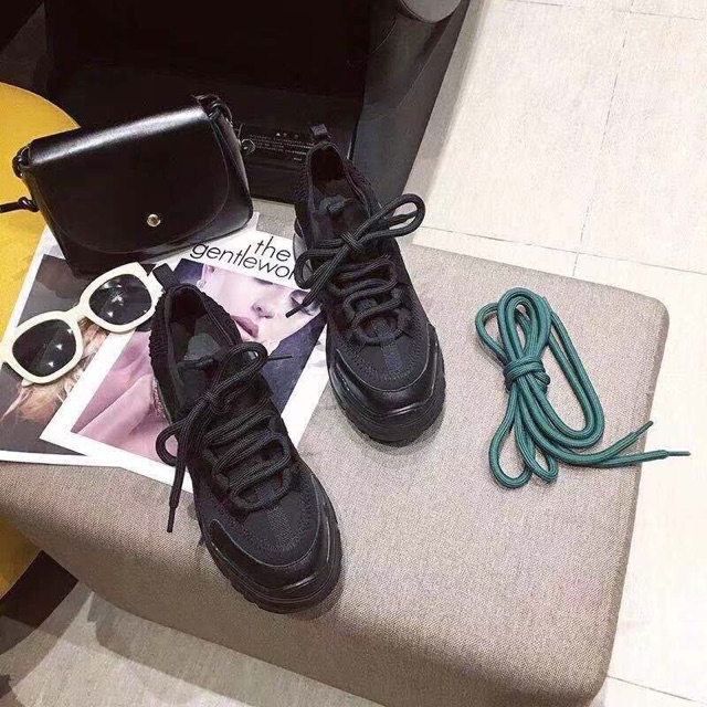 Giày thể thao đế cao dây đen xanh cá tính chất chơi