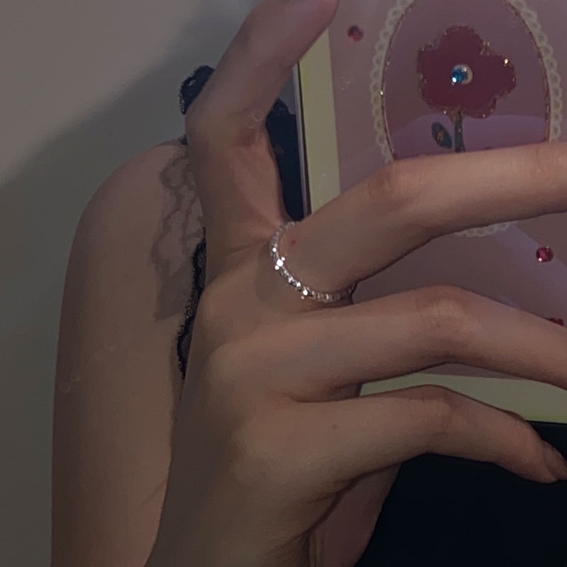 Nhẫn bạc nhẫn nữ cắt giác pasta dày lấp lánh freesize Cá jewelry NB138