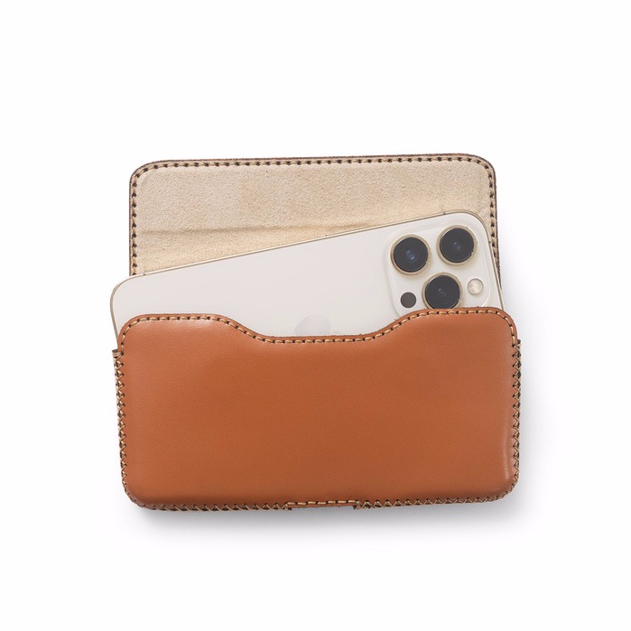 Bao da đeo lưng IP 13 Pro/13 Pro Max - Chính hãng Khắc Tên, chất liệu da bò