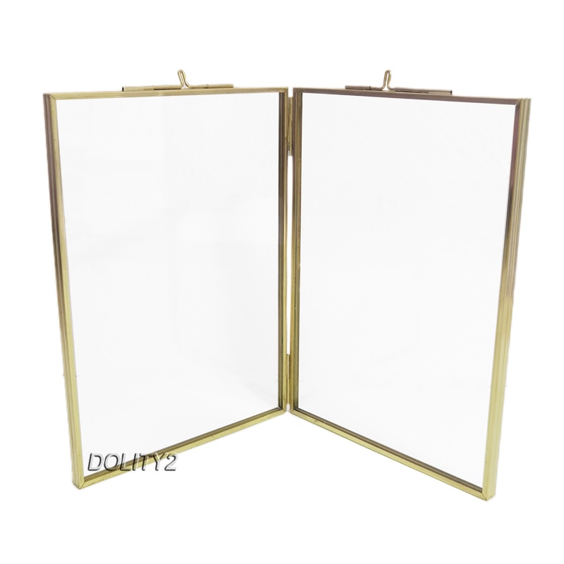 [Dolity2] Giá Đỡ Khung Ảnh Hai Mặt Màu Vàng Kim Trưng Bày