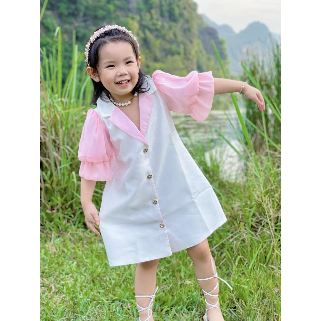 Đầm vest sơ mi cho bé gái HOMI BABY HOUSE váy cho bé gái đi chơi dạo phố