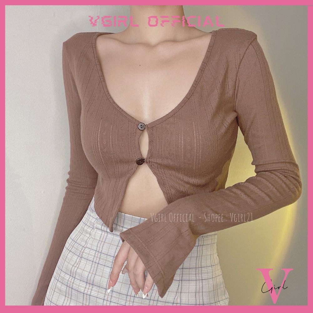 Set áo khoác nữ VGIRL tay dài ống loe kèm áo quây ngang mặc được 2 kiểu [ẢNH ĐỘC QUYỀN]