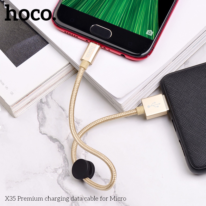 Dây sạc android Hoco X35 Micro 2.4A truyền dữ liệu, bọc dù bền chắc dài 25 cm cho samsung, oppo, realme, sạc dự phòng