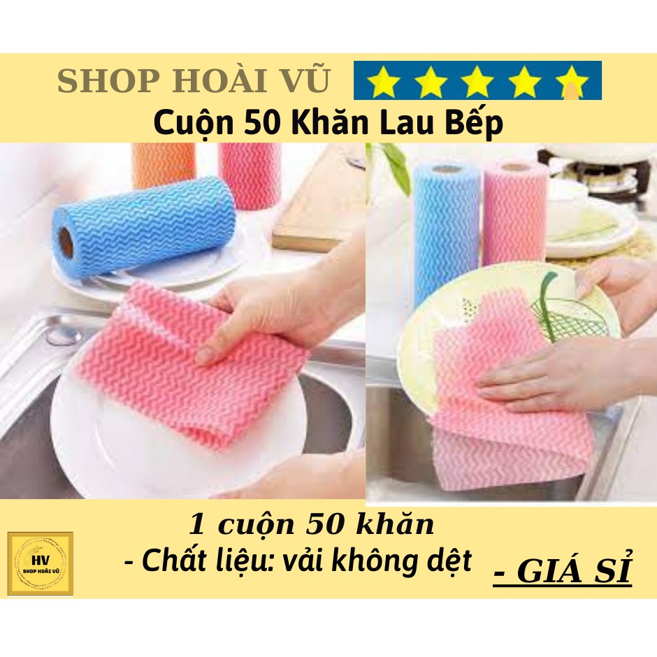 Khăn Lau Bếp - Khăn Lau Chén Dĩa Có Thể Tái Sử Dụng 50 Miếng/Cuộn Đa Năng