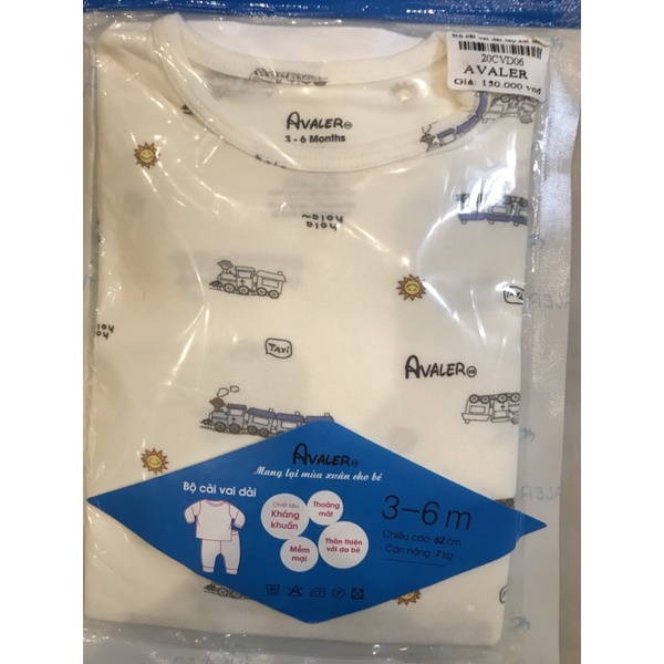 Bộ dài tay cài vai Avaler cho bé từ 3-9m