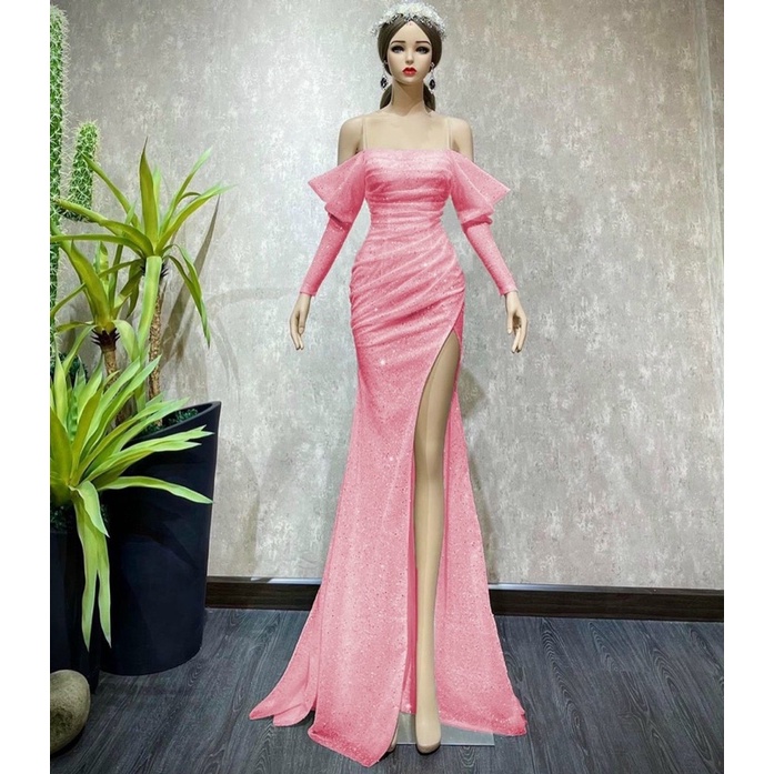 Đầm maxi dạ hội dự tiệc kim sa xẻ đùi sang trọng TRIPBLE T DRESS - size M/L - MS147Y