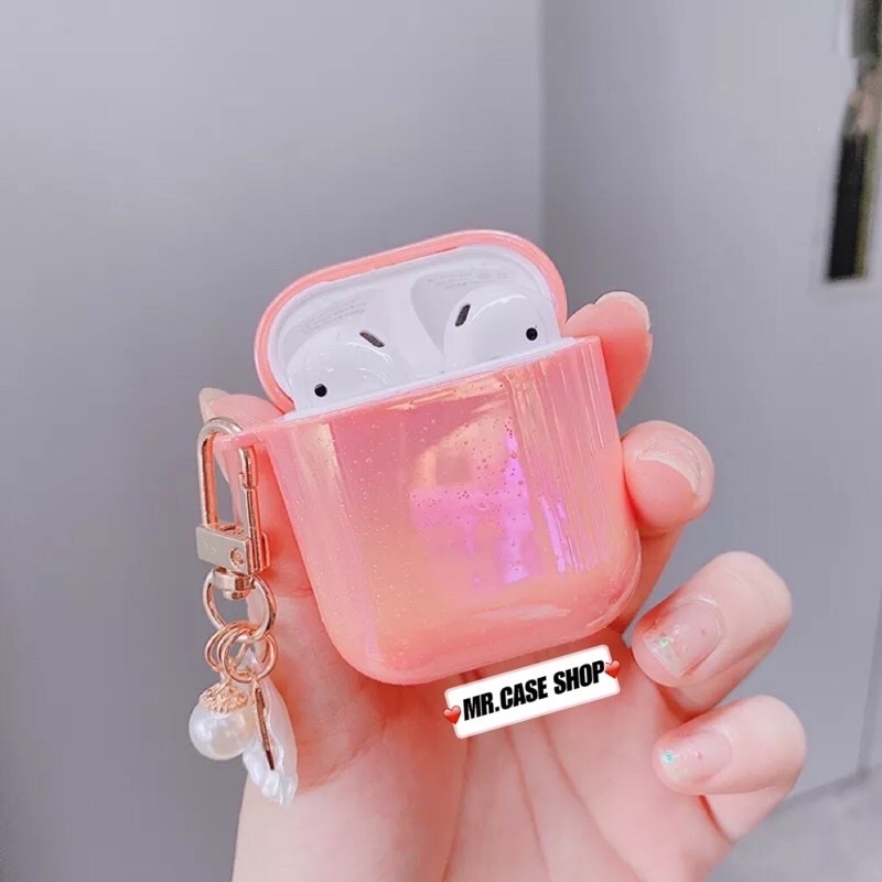 Vỏ bọc bảo vệ màu ánh ngọc trai màu hồng cho hộp sạc tai nghe Airpods 1 / 2 Pro - Mr.Case Airpods