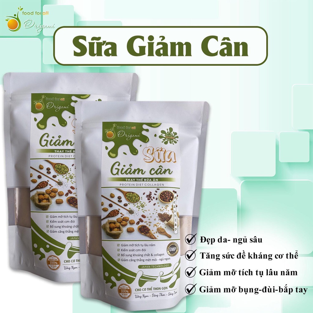 Sữa Giảm Cân Origami, giảm cân cấp tốc, an toàn, hiệu quả tại nhà (Liệu Trình 2 Túi) 1kg
