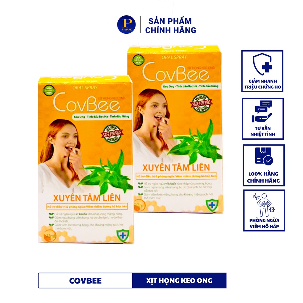 Xịt họng ngừa viêm, giảm ho Keo ong CovBee Xuyên Tâm Liên lọ 30ml