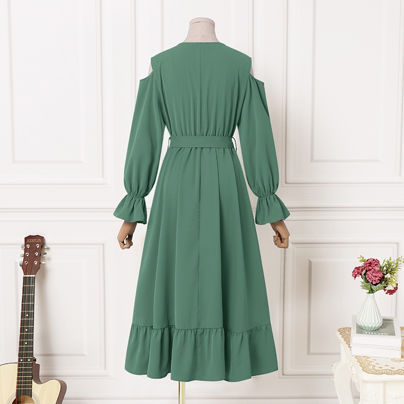 Đầm Zanzea tay dài cổ chữ V phong cách Châu Âu thời trang cho nữ