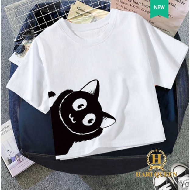 Áo croptop mèo đen in hông HARI0420