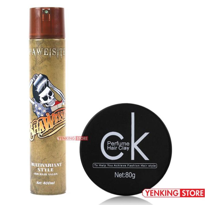 Sáp Vuốt Tóc Nam CK Perfume Hair Clay & Gôm Xịt Tóc Suavecito 420ml