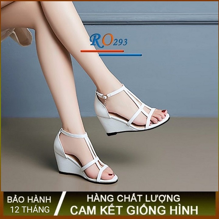 Giày sandal nữ cao gót 7p hàng hiệu rosata hai màu đen trắng ro293