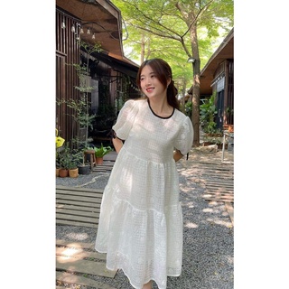 ĐẦM BABYDOLL TRẮNG VIỀN NƠ ĐEN