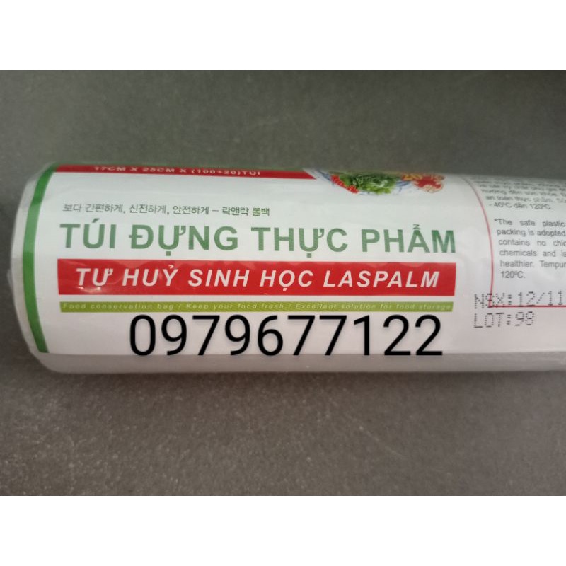 túi đựng thực phẩm tự hủy sinh học laspam 3 size 17,20,25