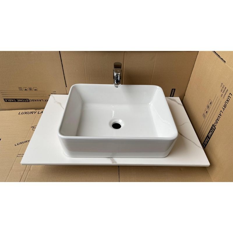 Lavabo đặt bàn nhỏ đặt bàn  48x37cm chữ nhật, chậu rửa mặt