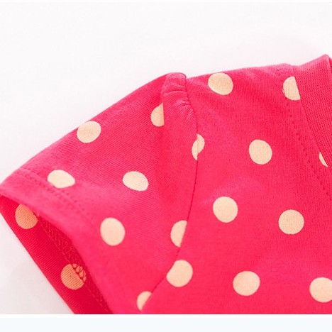 Mã 20580 áo thun hồng chấm bi trắng thêu đắp hình cá sắc màu đáng yêu cho bé gái của Little Maven