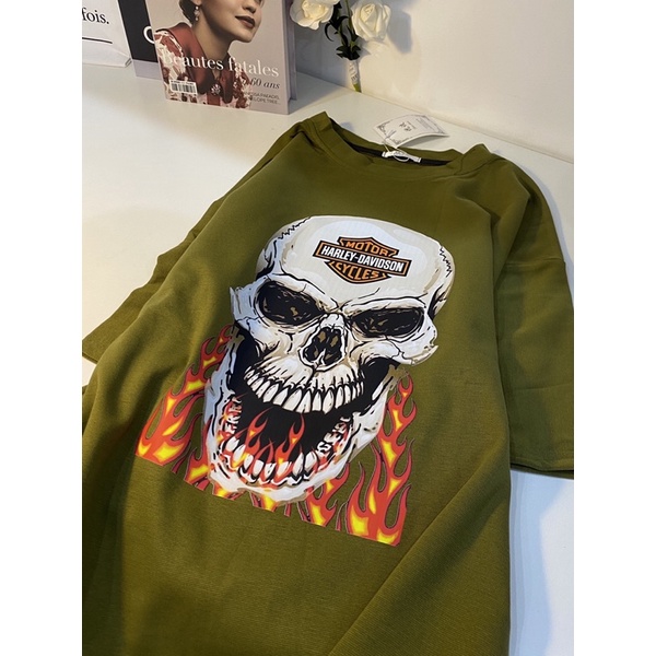 Áo Thun Đầu Lâu Motor Chất Bo Tàu