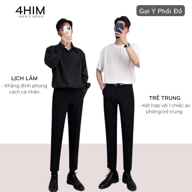 Quần tây nam, Quần âu nam hàn quốc ống côn công sở vải tuyết hàn dày dặn 4Him