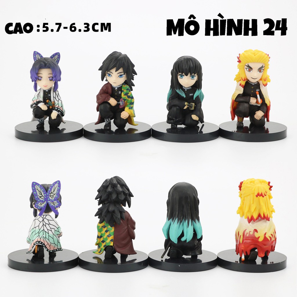 Đồ chơi mô hình Tứ trụ trong Kimetsu no Yaiba Thuỷ Viêm Hà Trùng trụ thanh diệt quỷ chibi đang quỳ