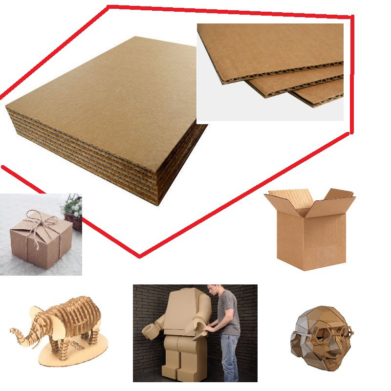 [50x100cm] Combo 8 tấm giấy carton các-tông 3 lớp dày 3mm làm mô hình, đóng thùng, trang trí (VA124x4) Luân Air Models