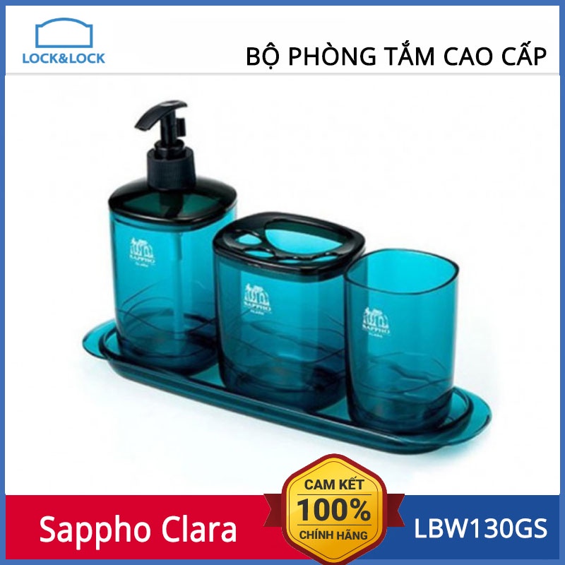 Bộ cốc, bình xà phòng, đựng bàn chải kèm khay cao cấp LocknLock Sappho Clara LBW130