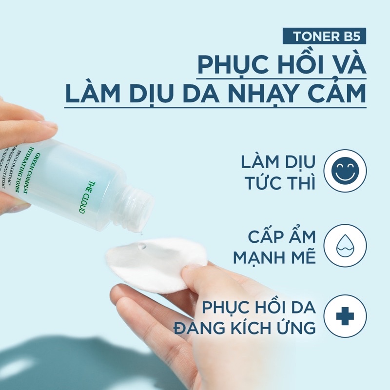 Toner B5 The Cloud phục hồi, dưỡng ẩm và làm sáng da sau mụn 100mL